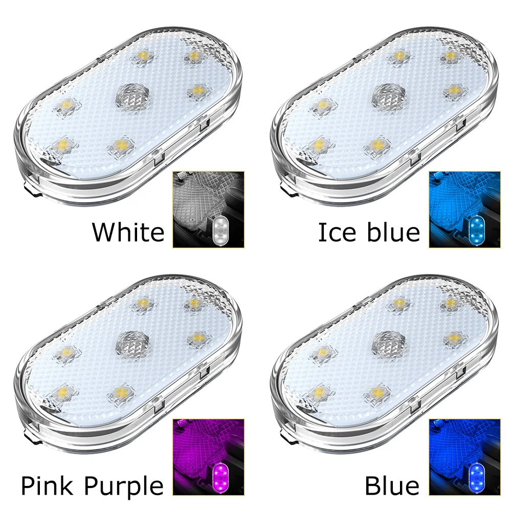 

1SET Car LED Light Interior Lights USB Charging Ambient Light Super Bright Roof Reading Light 6LED for Car Door Mini Foot Lights