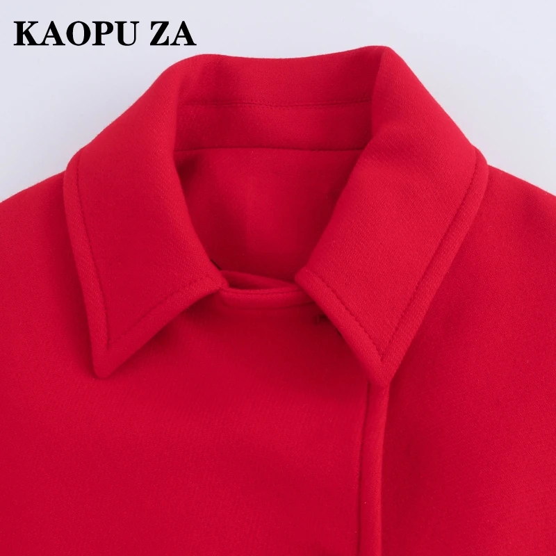 Kaopu-女性用の折り襟付きジャケット,長袖,ファッショナブル,ミドル丈,モノクロ,ボタントップ,新しい,秋,2022