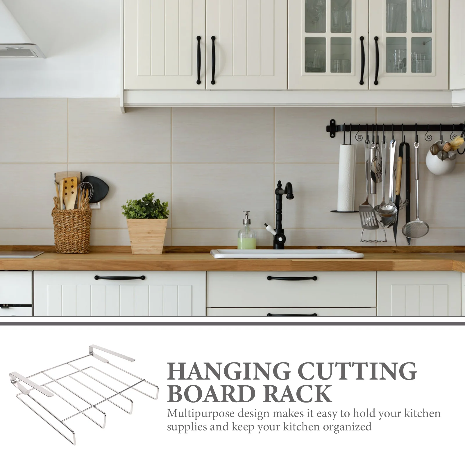 

Cutting Board Rack Multi-Use Organizer For Chopping Boards Pots Mugs Thick Items Under Cabinet Storage Kitchen Essentials
