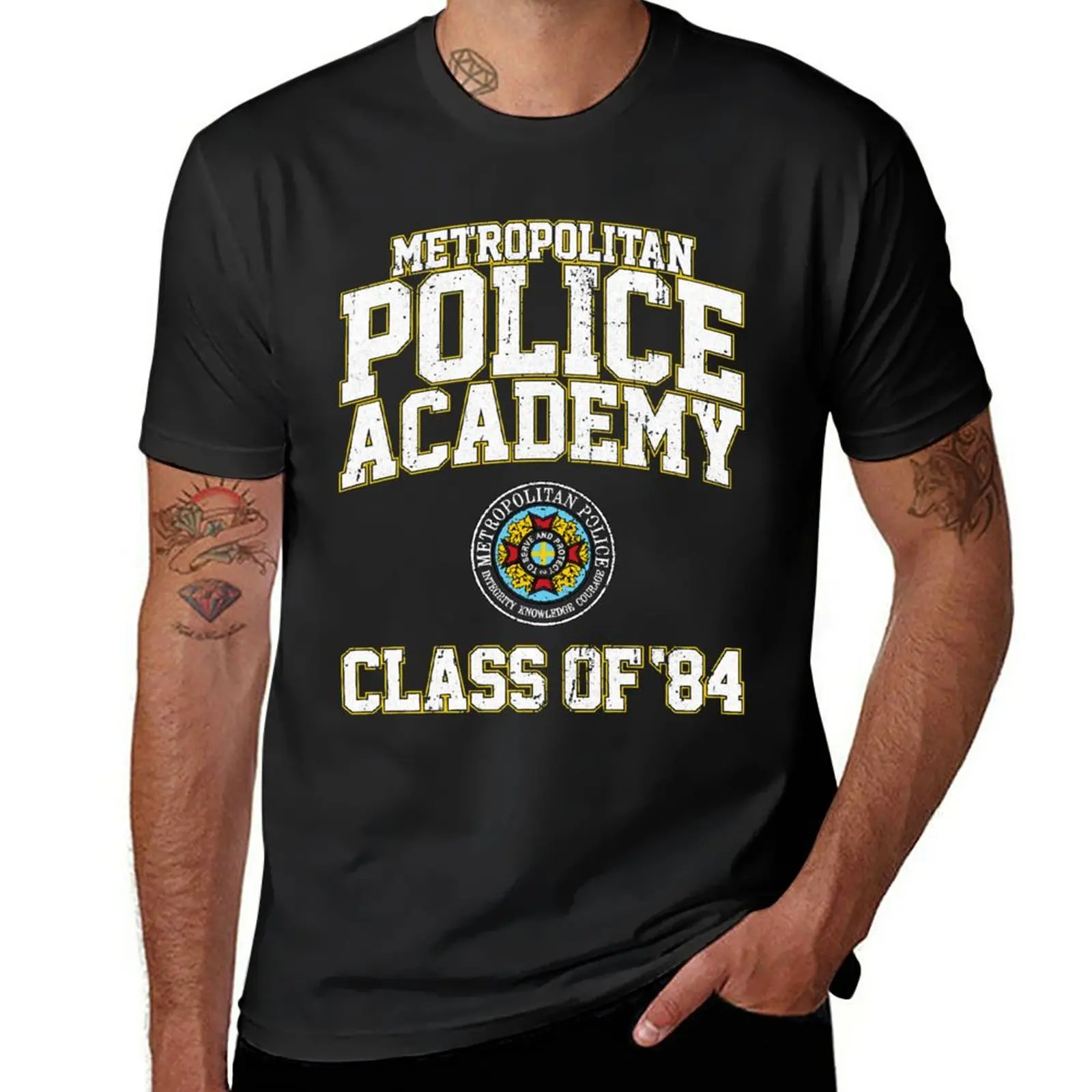 New Vintage Retro Police Academy Awesome For Music Fans T-Shirt shirts graphic tees heavyweight t shirts plain t shirts men