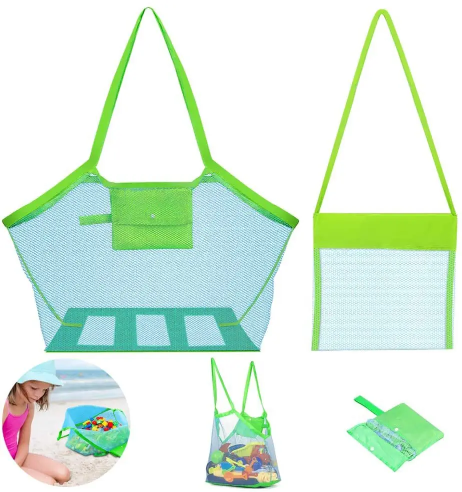 

Children Outdoor Beach Mesh Bag Sand Away Foldable Protable Kids Beach Toys Clothes Bags Toy Storage Sundries Organizers Bag