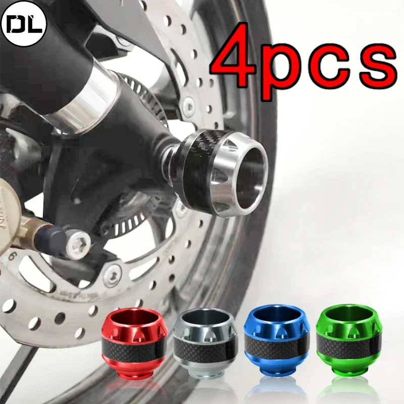 4pcs Universal Motorcycle Frame Slider Aluminum Alloy Front Fork Cup Falling Crush Protector Carbon Fiber for Motorbike Scooter