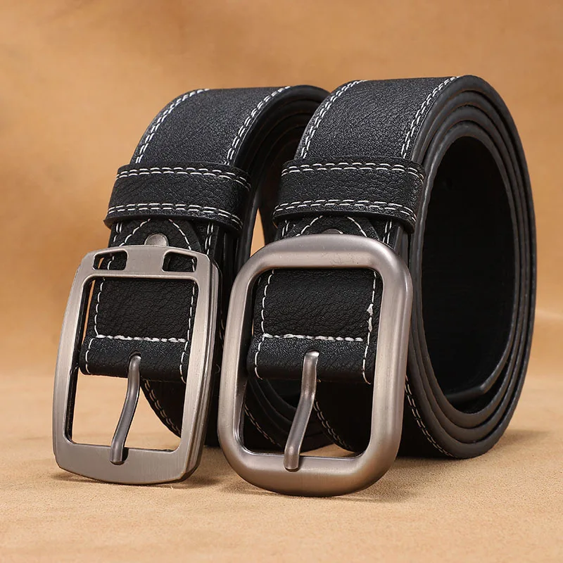 3.8cm Alloy Pin Buckle Men's Belt  All-match Jeans Decoration Ins Style Fashion Simple Black Youth Belt