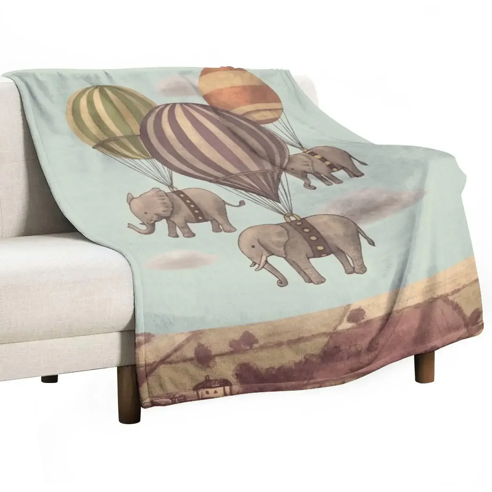 

Flight of the Elephants - mint option Throw Blanket Thin Cute Luxury Throw Large Blankets