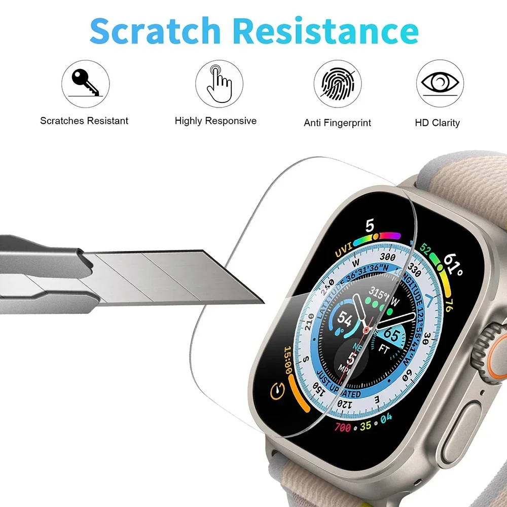 Tempered Glass Screen Protector for Apple Watch Ultra 2/Ultra 49mm Film Scratch Resistant Bubble Free for iWatch HD Clear Ultra