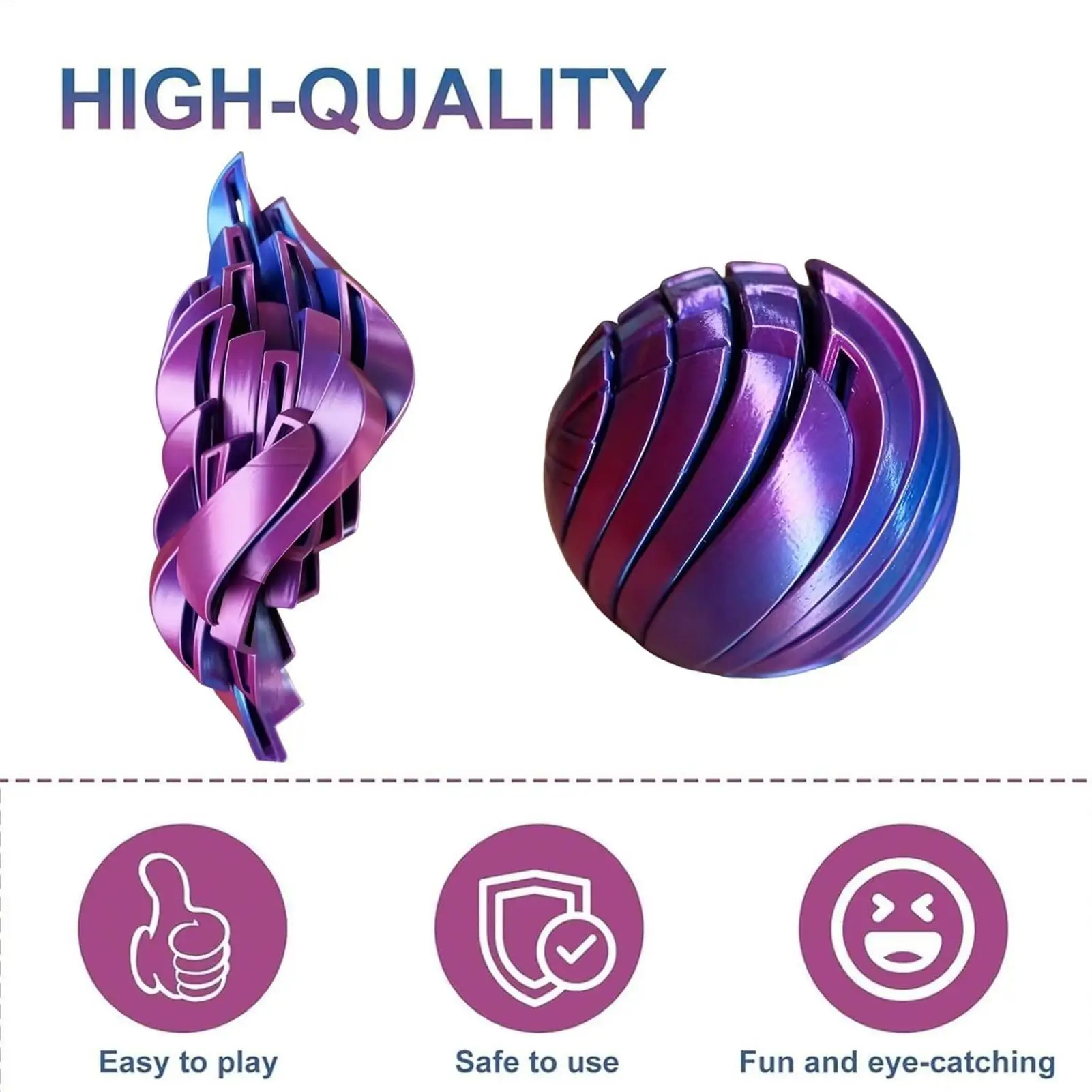 لعبة كرة مطبوعة ثلاثية الأبعاد لتخفيف التوتر، لعبة كرة حسية لتخفيف التوتر من نوع التروس، ألعاب حسية دوارة للاسترخاء هدية كروية #6