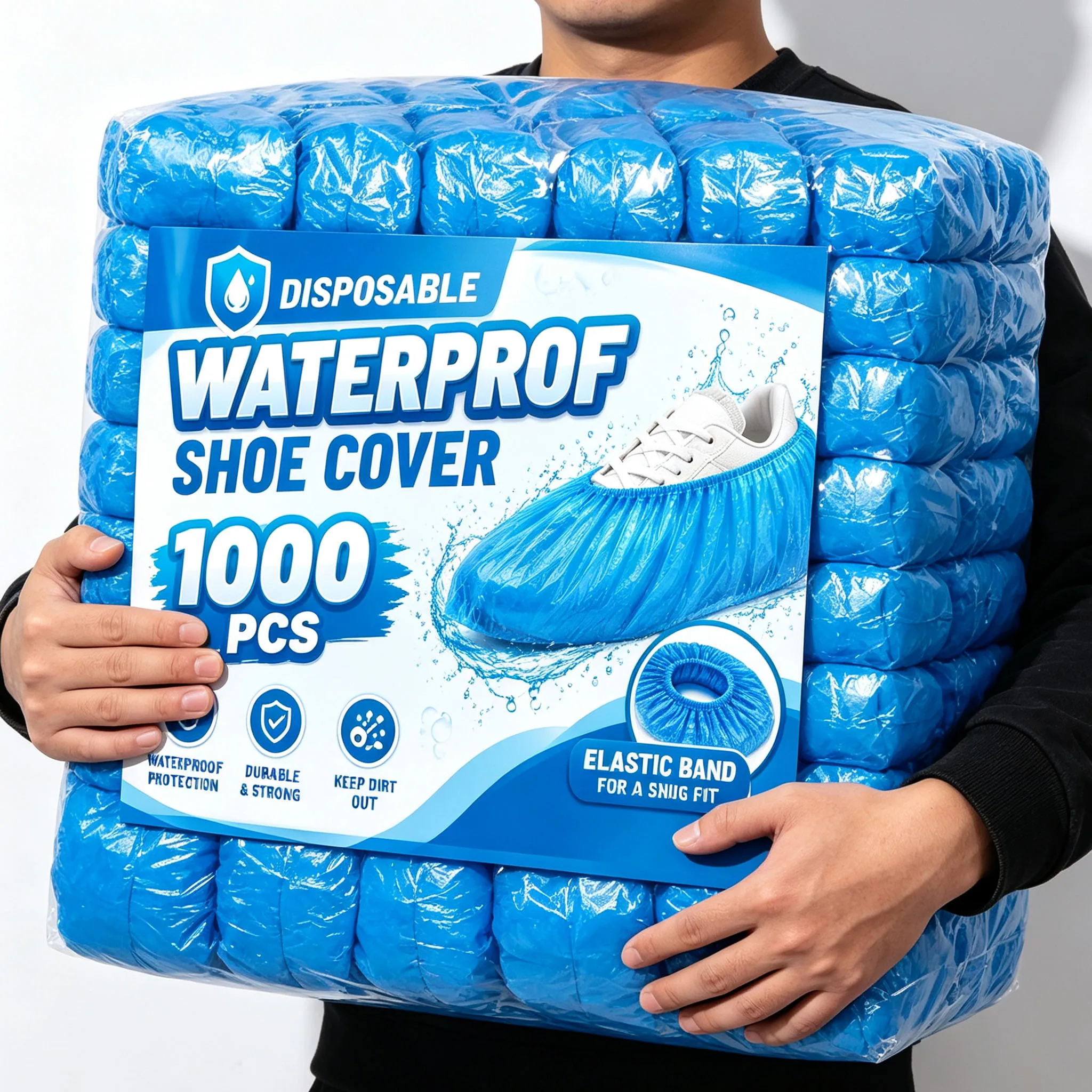 1000pcs Medical Waterproof Boot Covers Plastic Disposable Shoe Dust Covers Overshoes Home Cleaning Wholesale