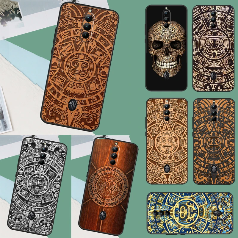 Mayan Calendar Wood Pattern Case For ZTE Nubia Red Magic 8 Pro 8S Pro Plus RedMagic 7 6 Pro 7S 6S Pro 5G 5S 6R Cover