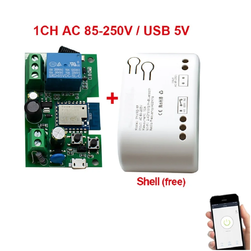 AC 85-250V WiFi Wireless Smart Switch Relay Access Control Tuyas Smart Remote Control For Tuya Smart Voice App Remote Control