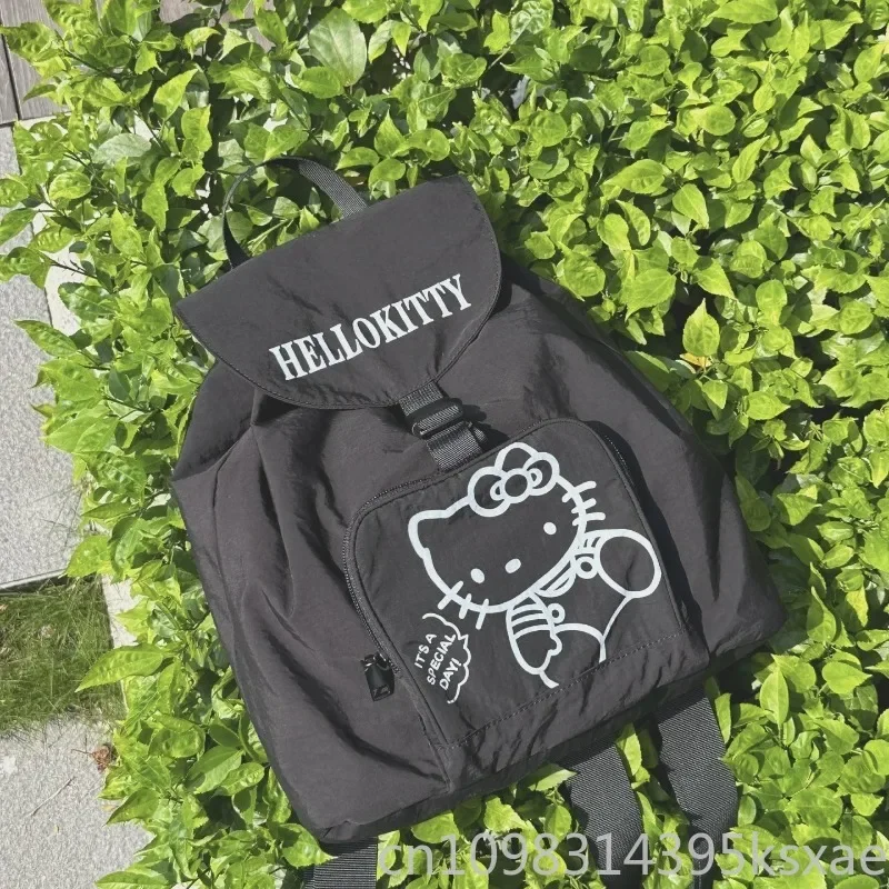  Kawaii Hello Kitty Backpack for Women Student Nylon School Bag Portable Durable Portable Large Capacity