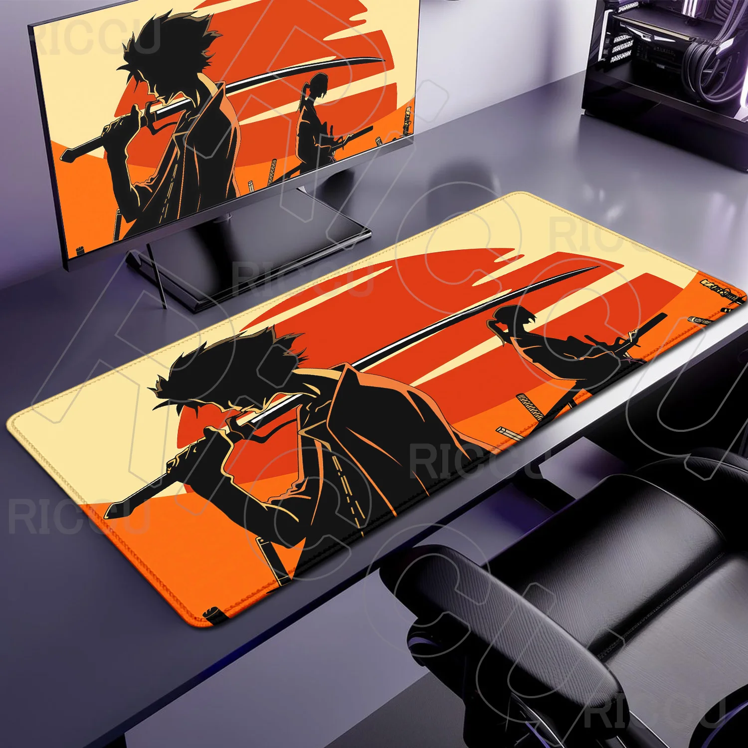 HD لعبة اليابان الساموراي تشامبلو ماوس الوسادة لوحة المفاتيح كاواي المطاط عدم الانزلاق توسيع حصيرة مكتبية XXL 300X600MM ملحقات الكمبيوتر لوحة الماوس