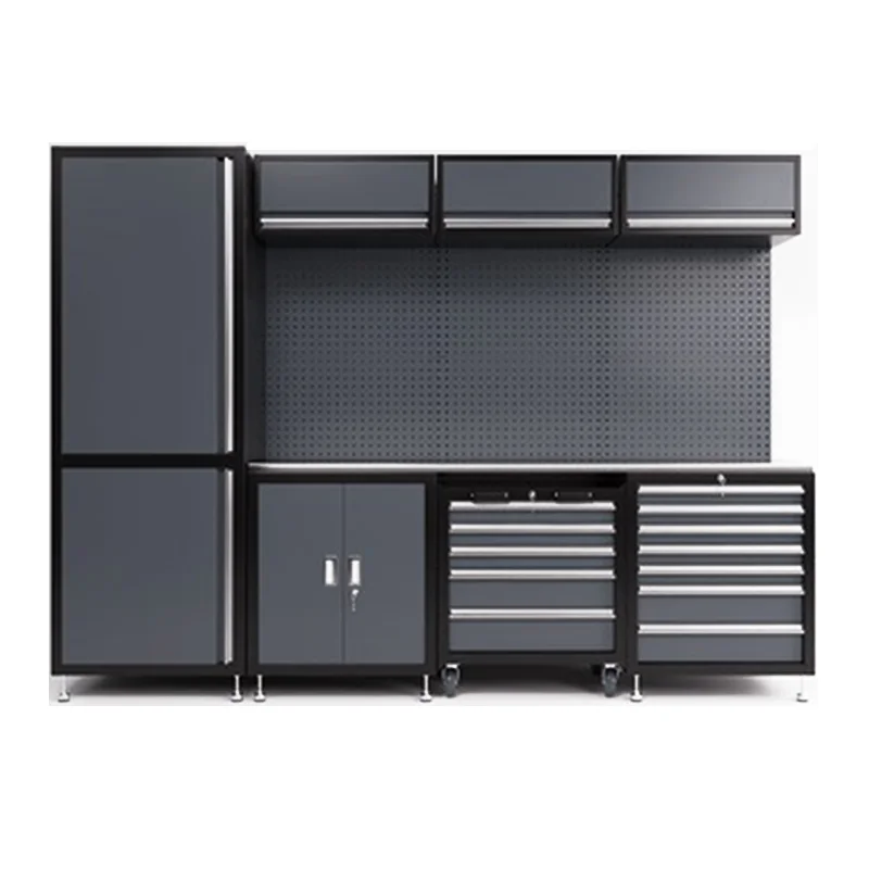 

Настраиваемый сверхмощный металлический верстак с ящиками и шкафом для хранения инструментов в гараже