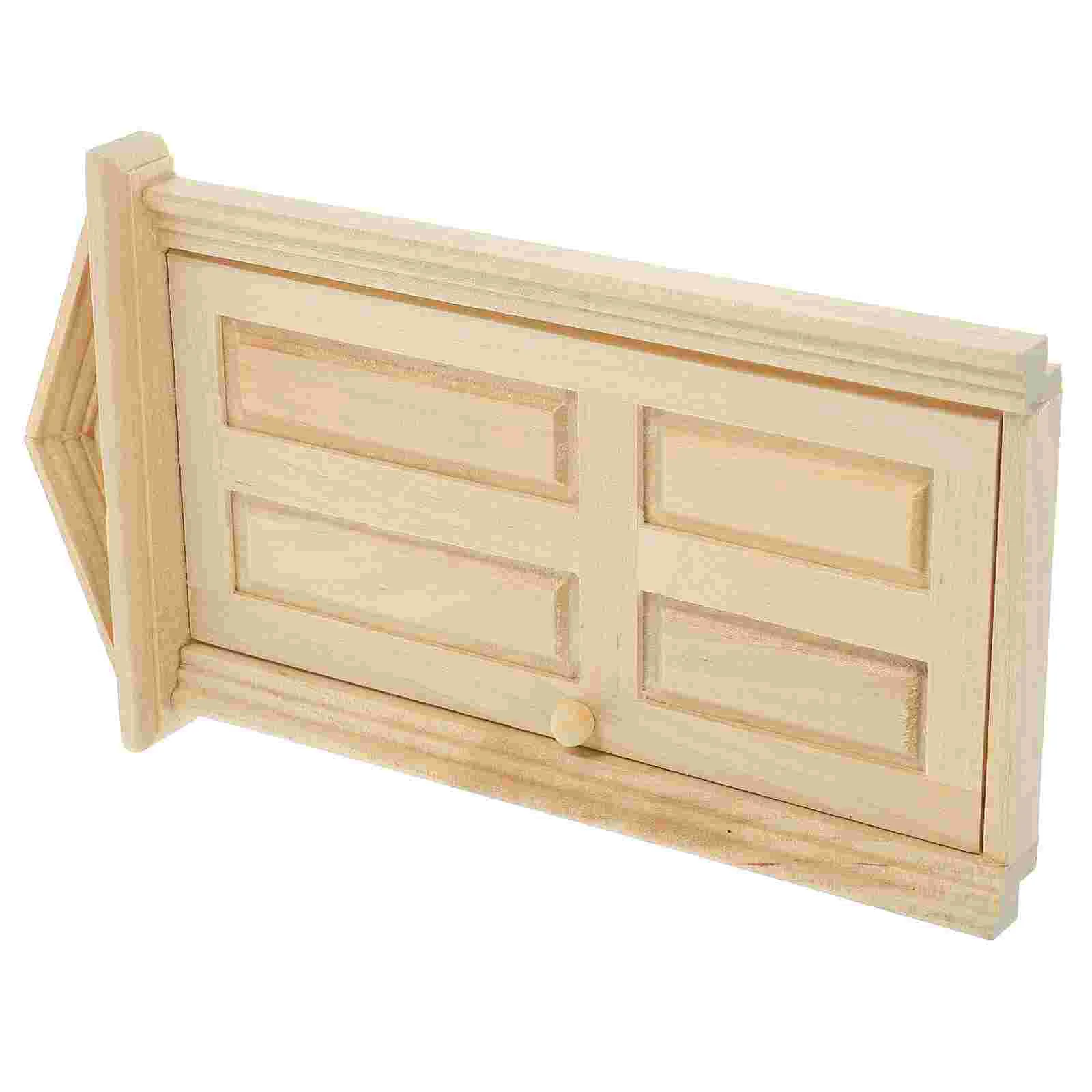 Toy Mini Wooden Door Model Adornment Craft Miniature House Furniture Decors Tiny Simulation Child