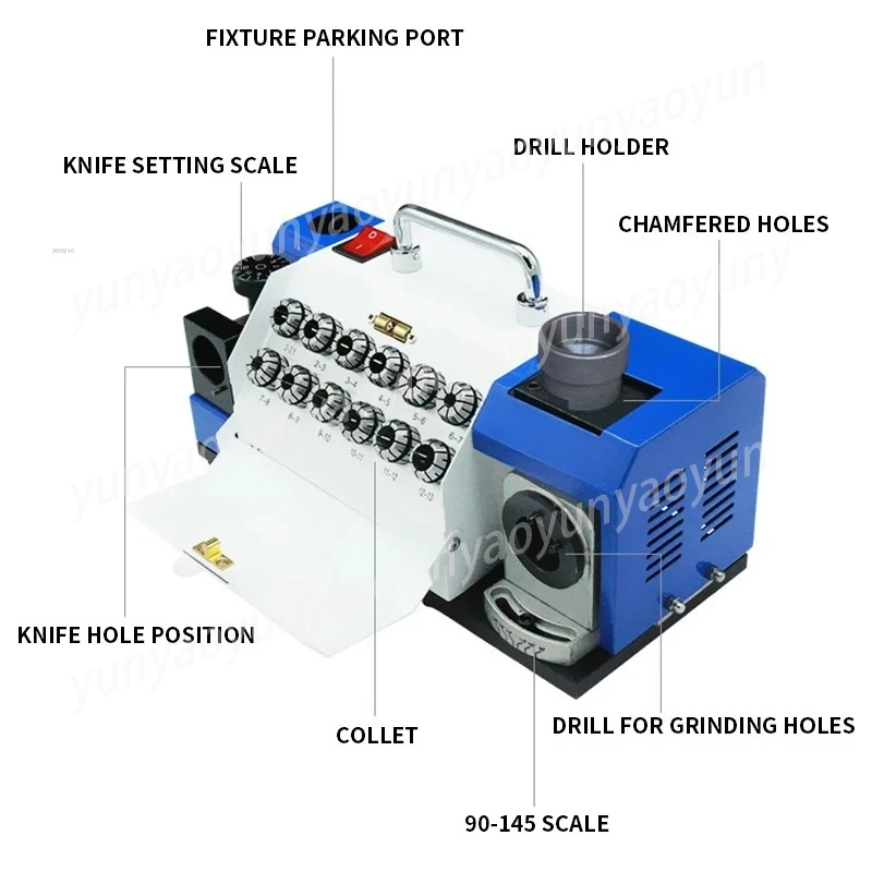 3-13MM Twist Drill Grinder Desktop Drill Grinder Automatic Small Knife Drill Special Tool Grinder 90-140° Angle Adjustme