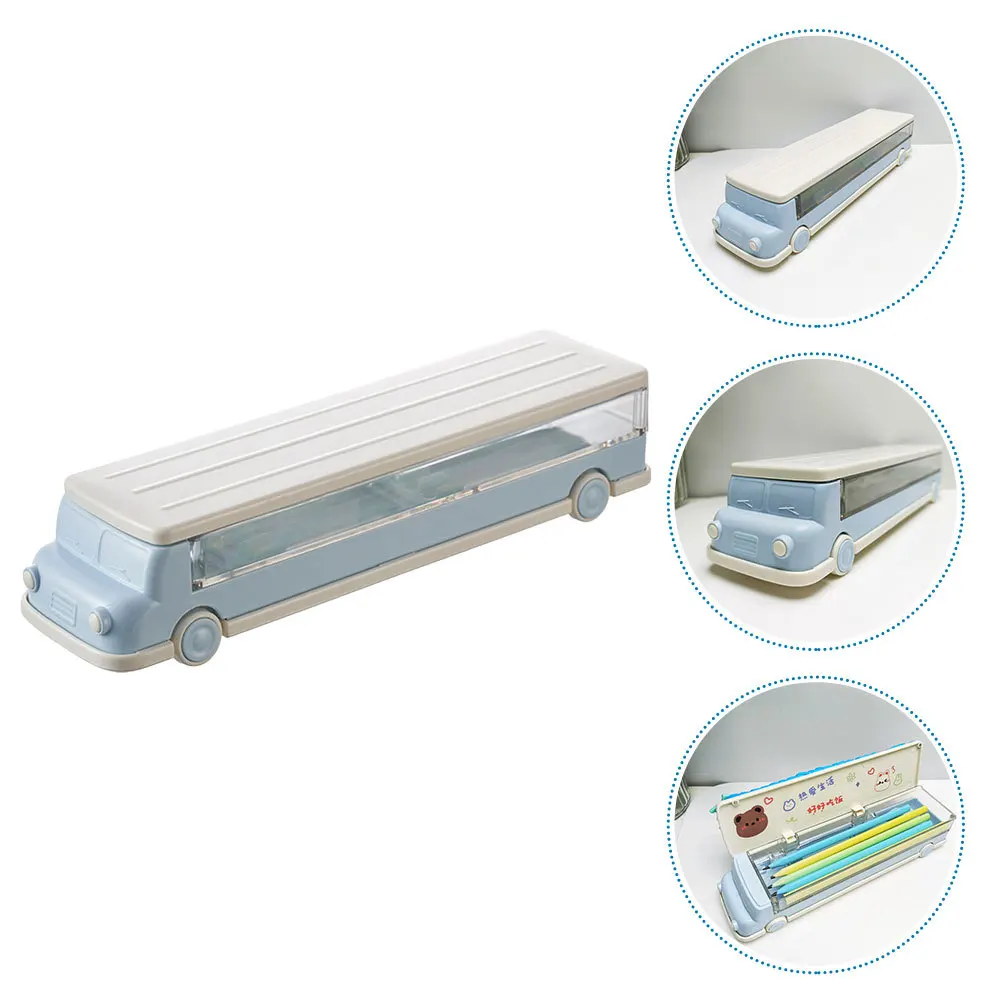 

Double Layer Large Capacity Pencil Box Hard Plastic for School Supplies Car Design Marker Organizer Storage