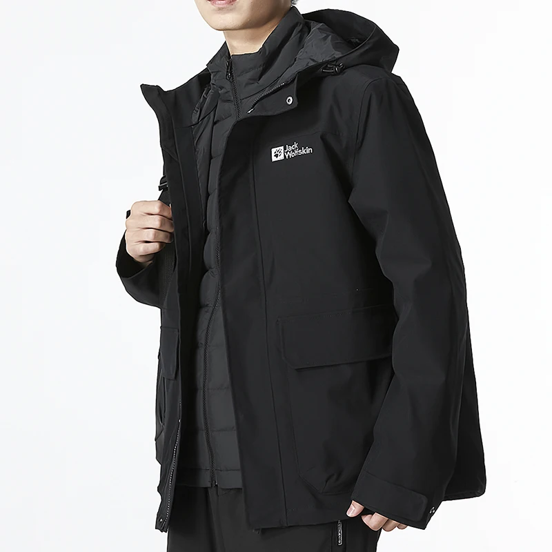 

Jack Wolfskin Men's 3-in-1 Jacket Outdoor Sports Casual down Jacket Hooded Coat 5121332-6000