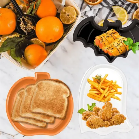 Halloweenfest godisfat, söt pumpa fladdermus spökmatbricka, dessert snacks fruktfat, Halloween hemfestdekorationer 10 best sales godisbordsdekorationer - №3