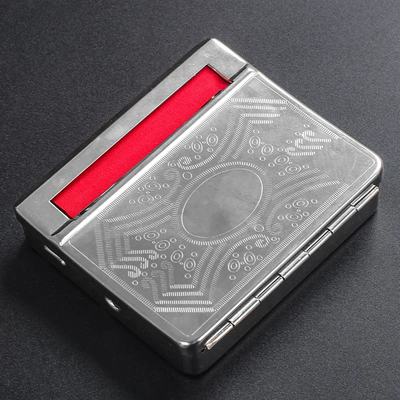 Cigarette Machine Personalized Red Cloth Metal Box Type Semi-automatic Cigarette Cigarette Box 70mm Flat Bottom