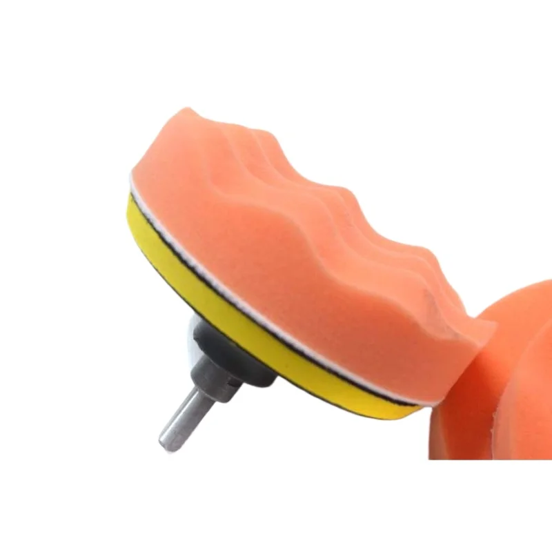 4/5 Inch Wavy Flat Foam Polishing Pads with Wool Ball for Car Polisher Buffer Waxing