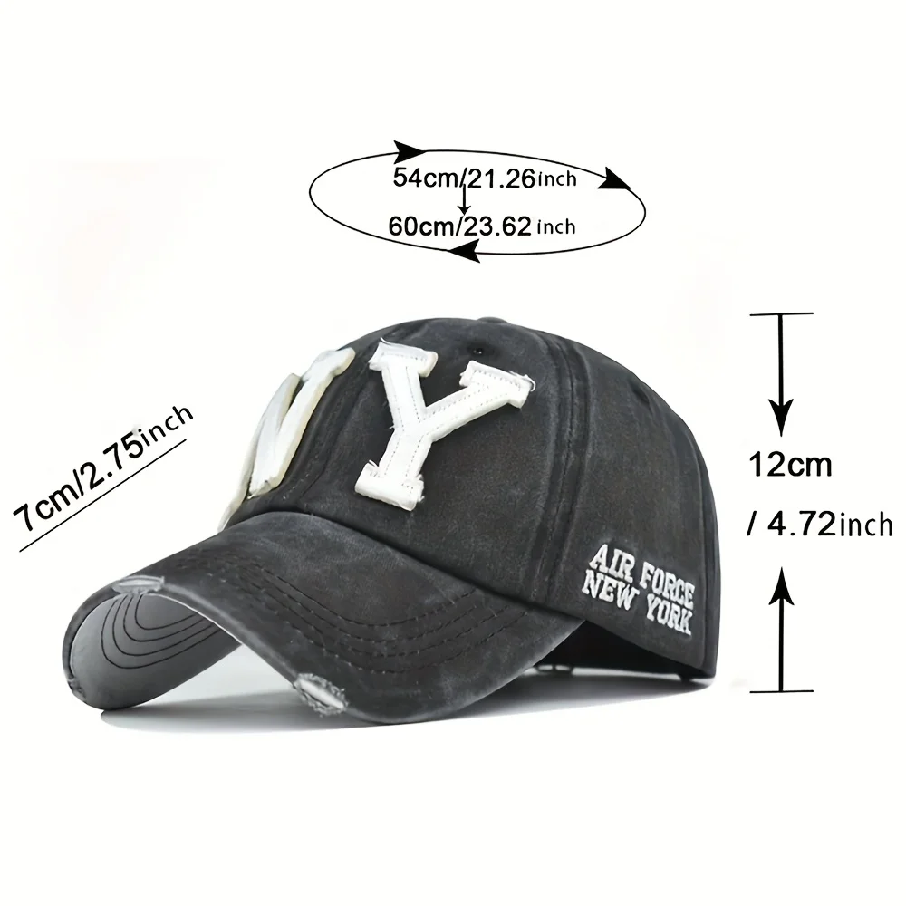 قطعة واحدة من قبعة بيسبول نيويورك بأحرف ملونة مع تطريز كرتوني، حجم قابل للتعديل، قبعة منقار البط للرياضات الخارجية واللياقة البدنية #6