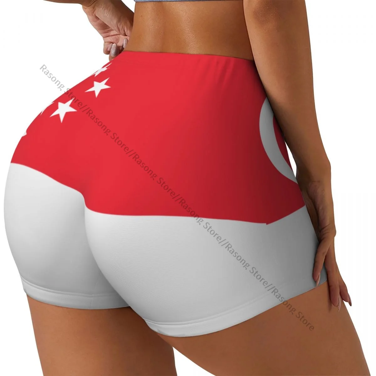 

Push Up Short Elasticity Scrunch Butt Flag Of Singapore Running Shorts Sports Shorts Womens Clothes Gym