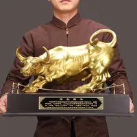 Brass Bull Wall Street Cattle Sculpture Copper Cow Statue Mascot Ornament Office Decoration Exquisite Crafts