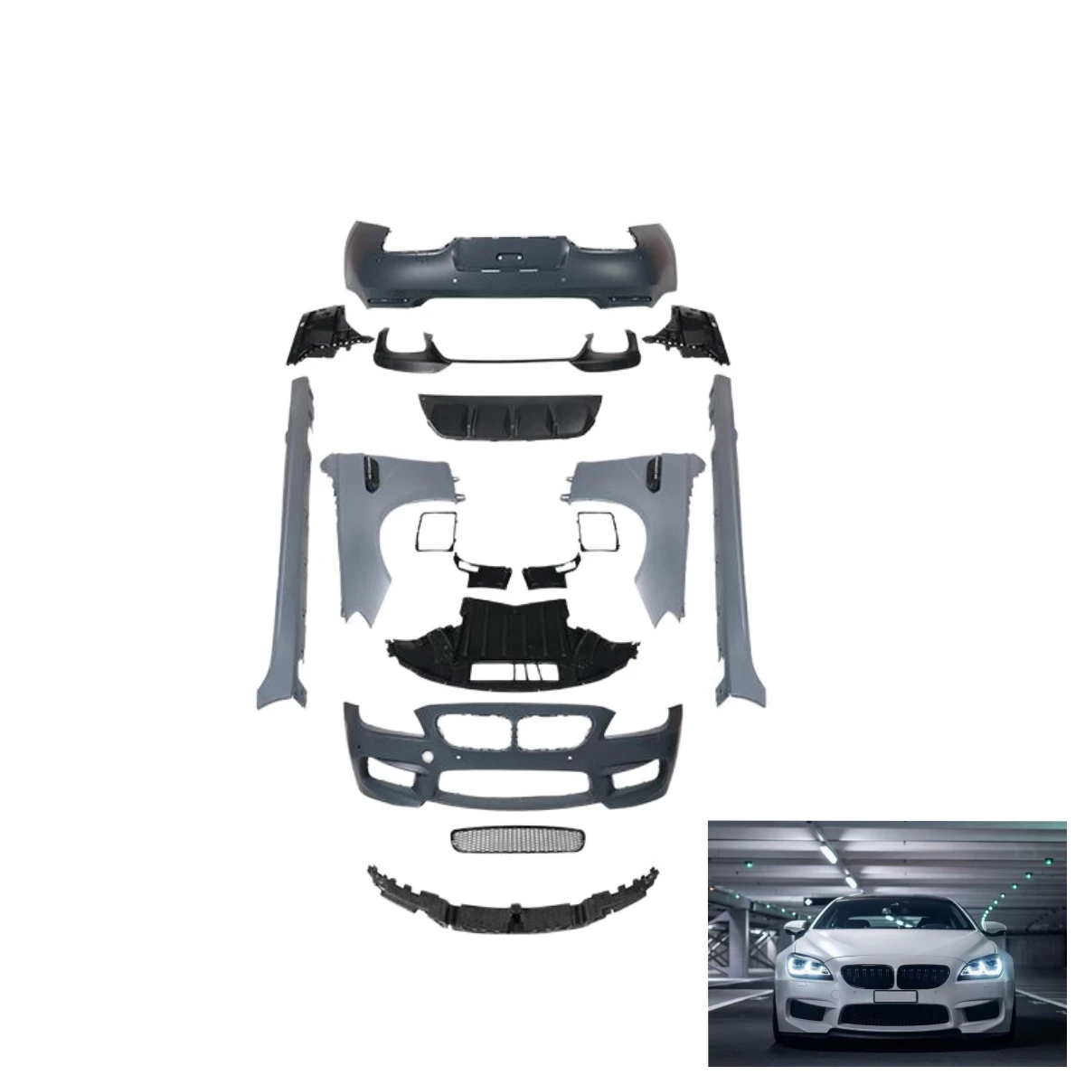 

Latest VersionM6 PP Plastic Car Bumper Body Kit For BMW 6 Series F06 F12 F13 2012-2017 Conversion To M6 Model Upgrade Bodykit Wi