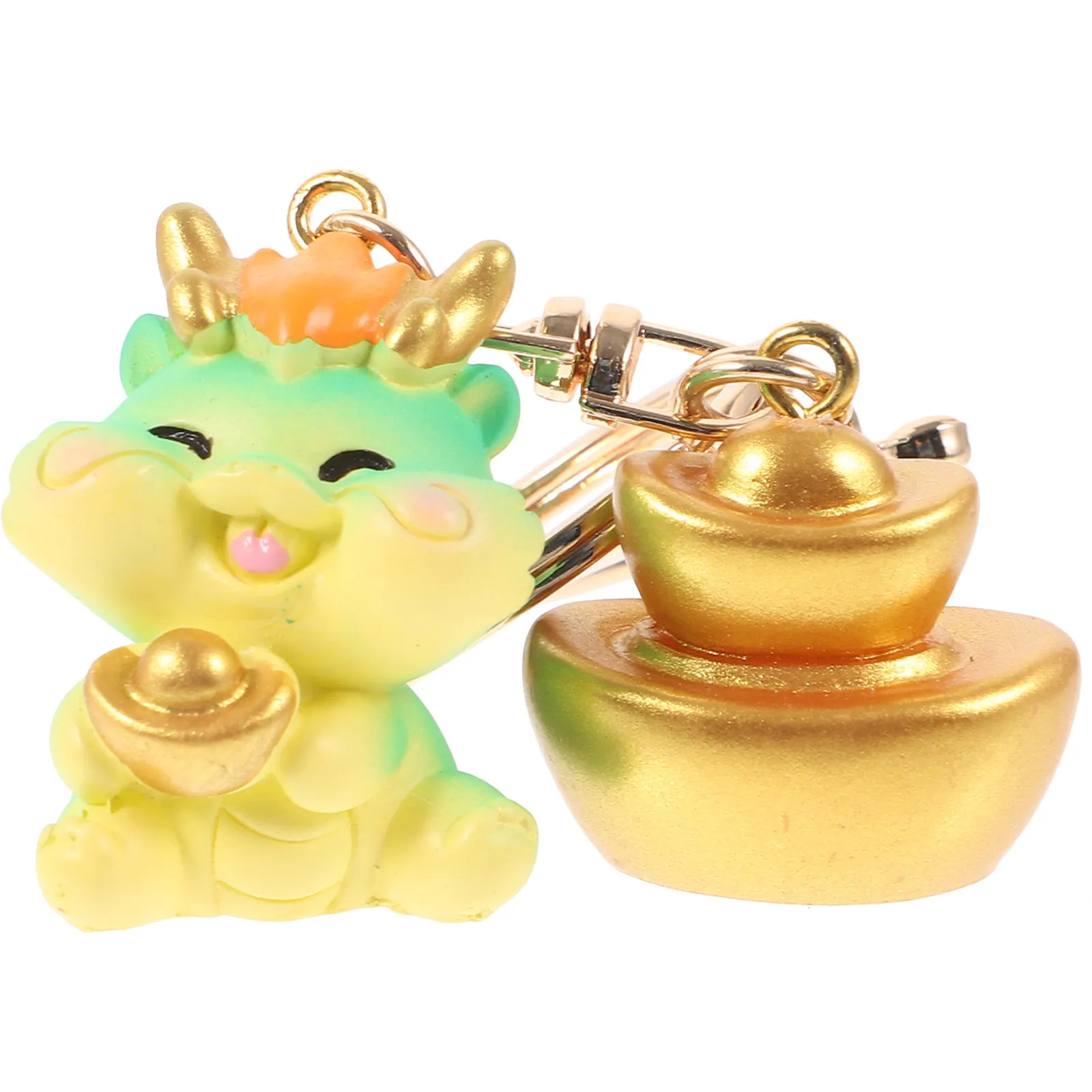 Chinese Style Dragon Keychain Cartoon Dragon Alloy Pendant Ingot Keyring Bag Decoration Backpack Hanging Ornament