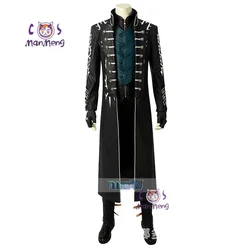 Hot Game DMC5 Cosplay Vergil Costume Nelo Complete Outfit with Boots Halloween Carnival Men Suit Jacket Vest