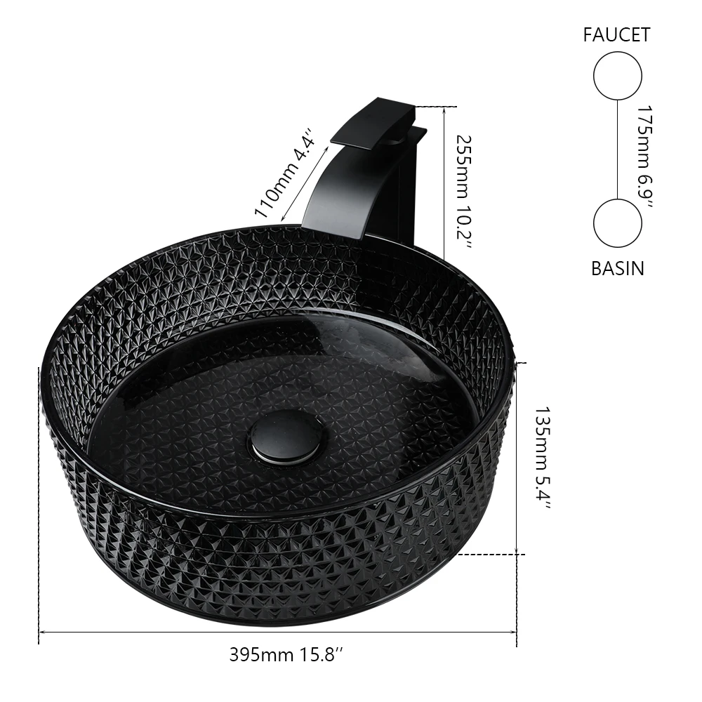 Imagem -06 - Zappo-pia do Navio de Vidro Cristal para o Banheiro Pia da Bancada Preta Torneira Torneira Combo Montagem do Convés para o Hotel