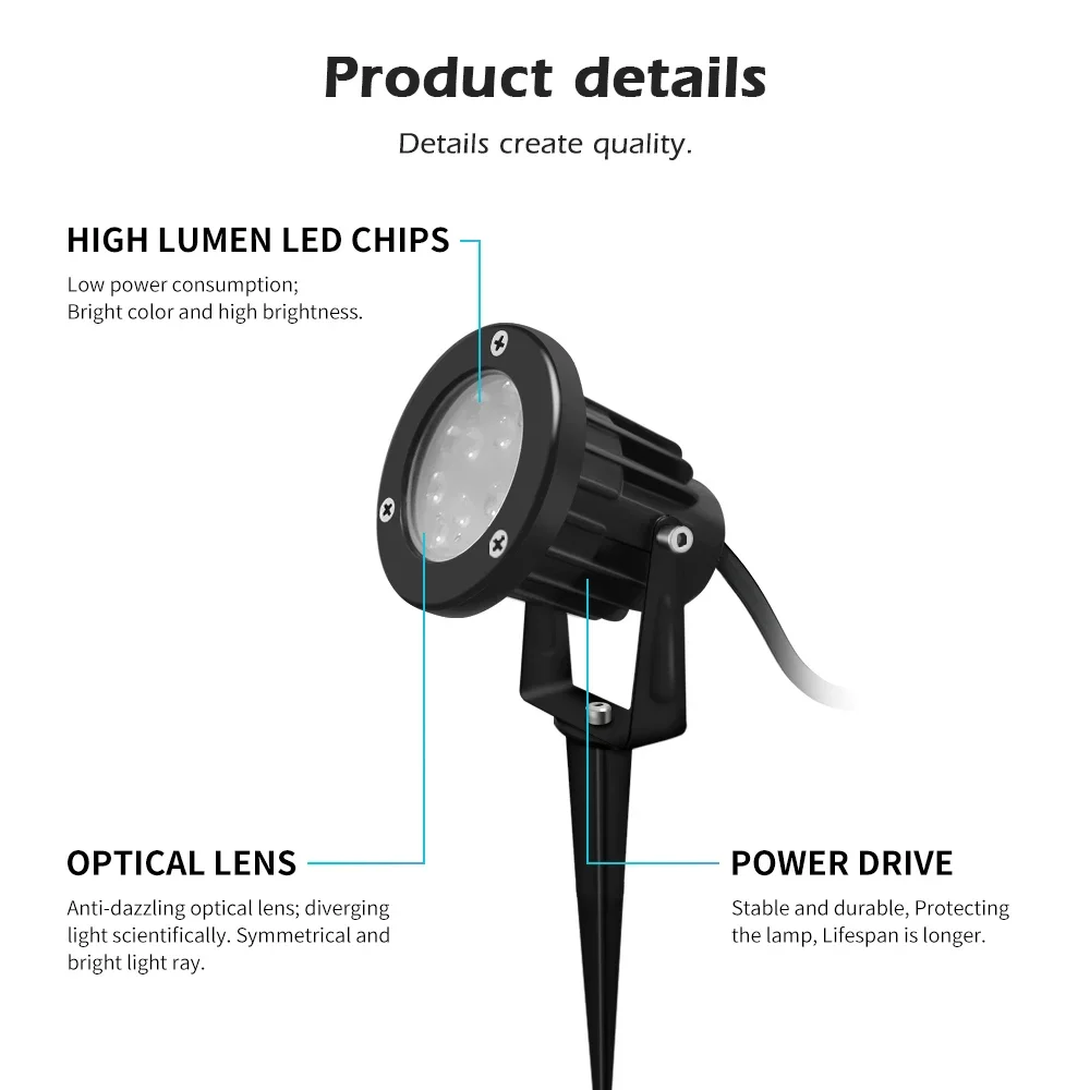 GL-G-002P زيجبي 3.0 الذكية في الهواء الطلق LED سبايك أضواء 7 واط برو AC100-240V مصباح الحديقة ل Grassplot سقف خارجي حديقة حفل زفاف