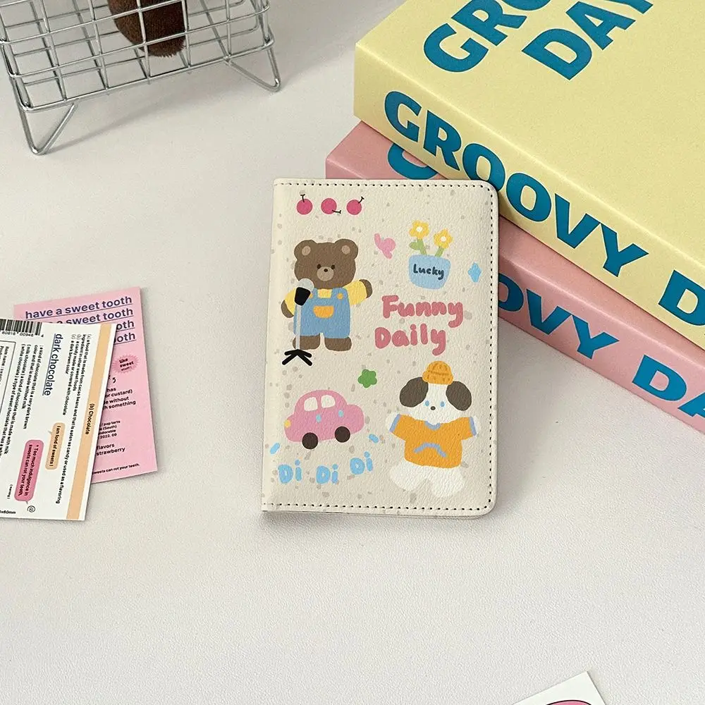 PU Leather Cute Passport Holder Multi-function Ultra-thin Passport Bag Cartoon Credit Card Wallet Portable Travel Accessories