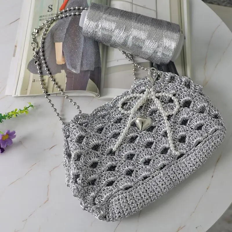 Core Yarn Gold and Silver Thread 200g Hot New Style Hand-crocheted DIY Bag Silver Thread Versatile Hand-woven No Need