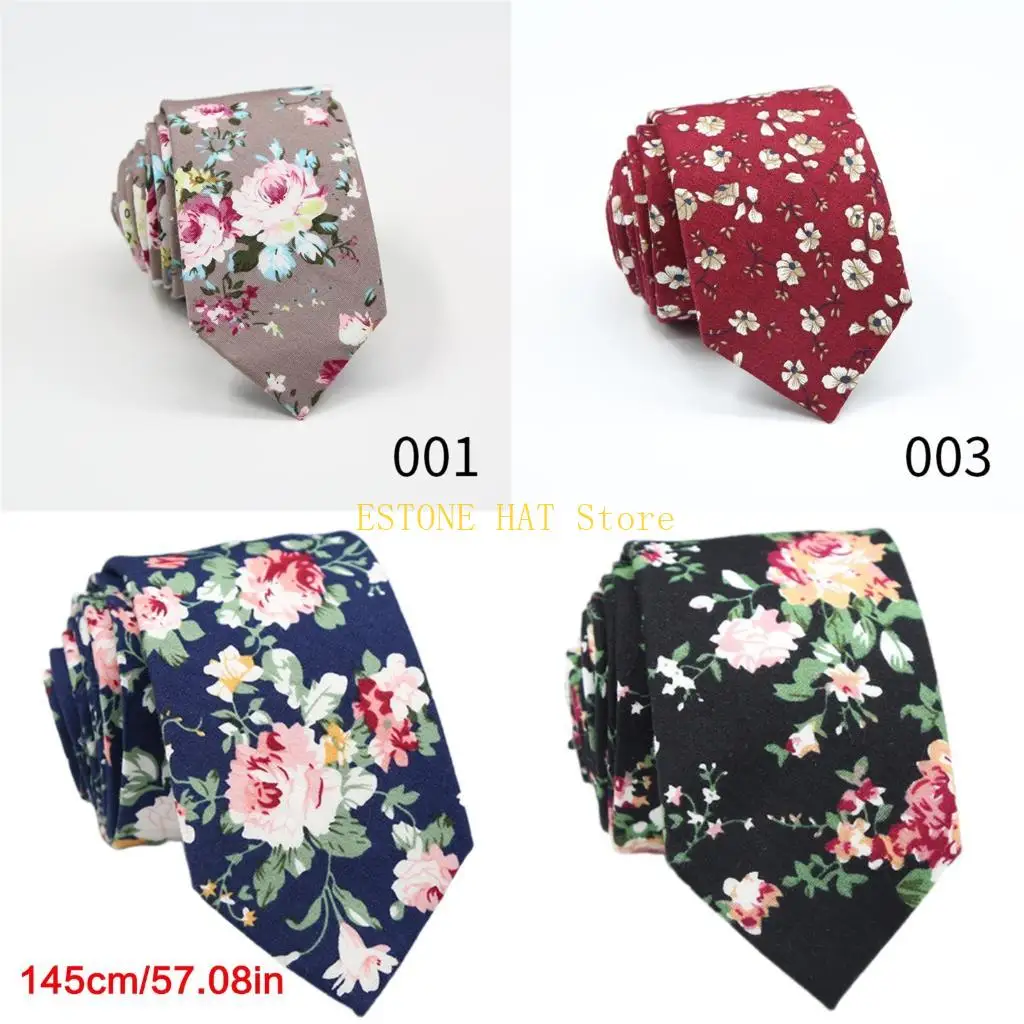 

49MF Arrows Tip Necktie Floral Pattern Polyester Silk Long Tie Wedding Costume Tie