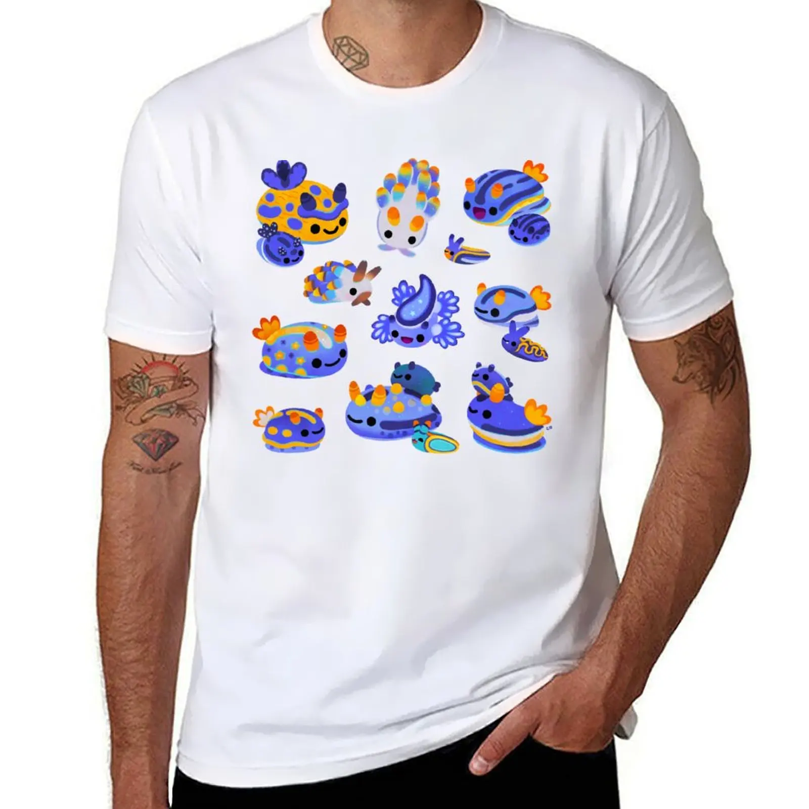 Blue sea slug T-Shirt summer clothes valentines boutique clothes vintage graphic tee Men's clothing