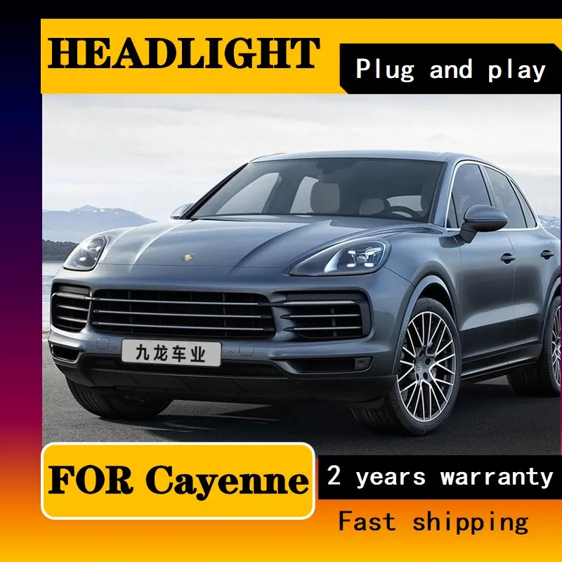 One pair Head Lamp for Cayenne Headlight 2011-2018 Headlights Cayenne DRL Turn Signal High Beam Angel Eye Projector Lens