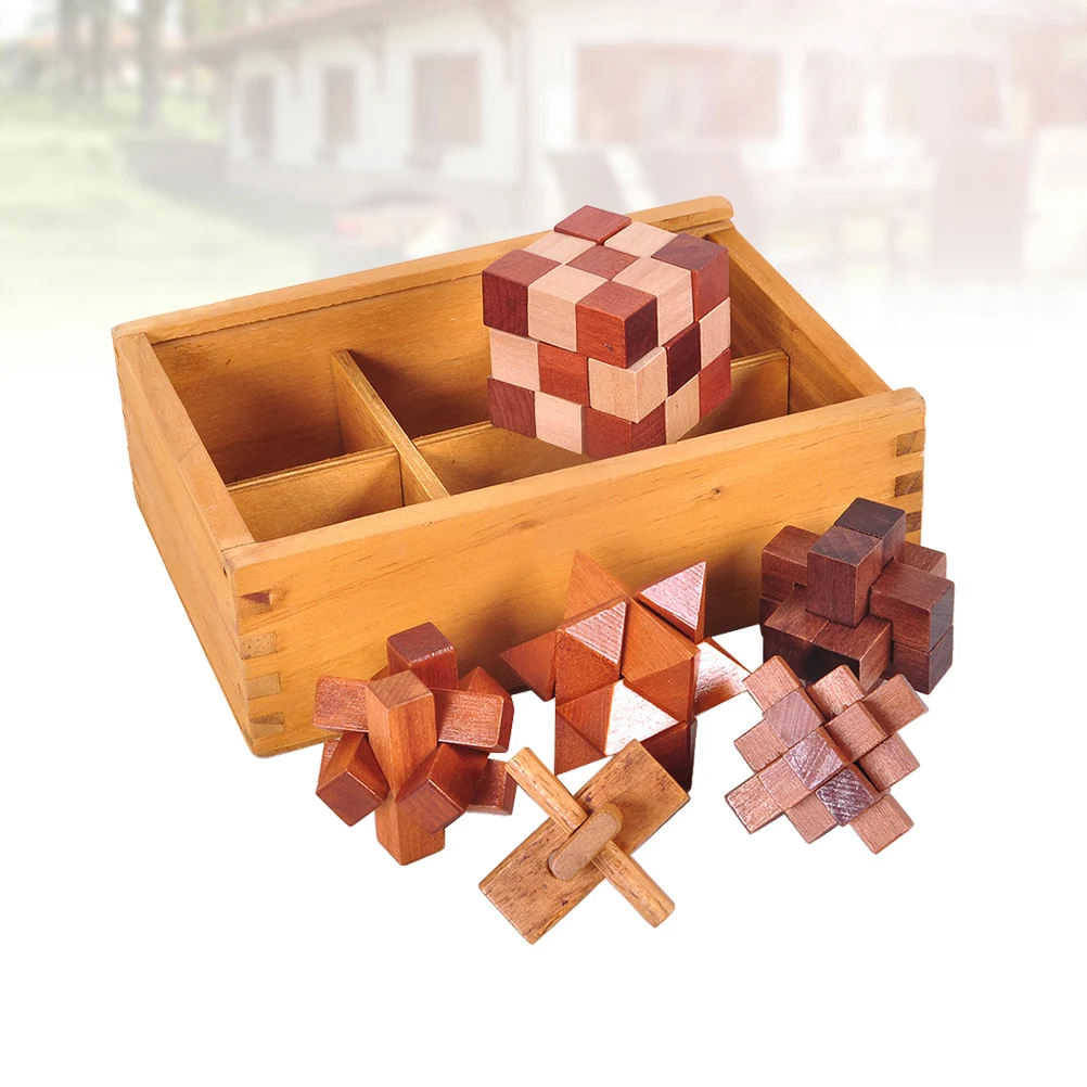 6 stuks hout Kongming Luban Lock 3D puzzel hersenspel voor kinderen volwassenen concentratie verbetering educatieve logica