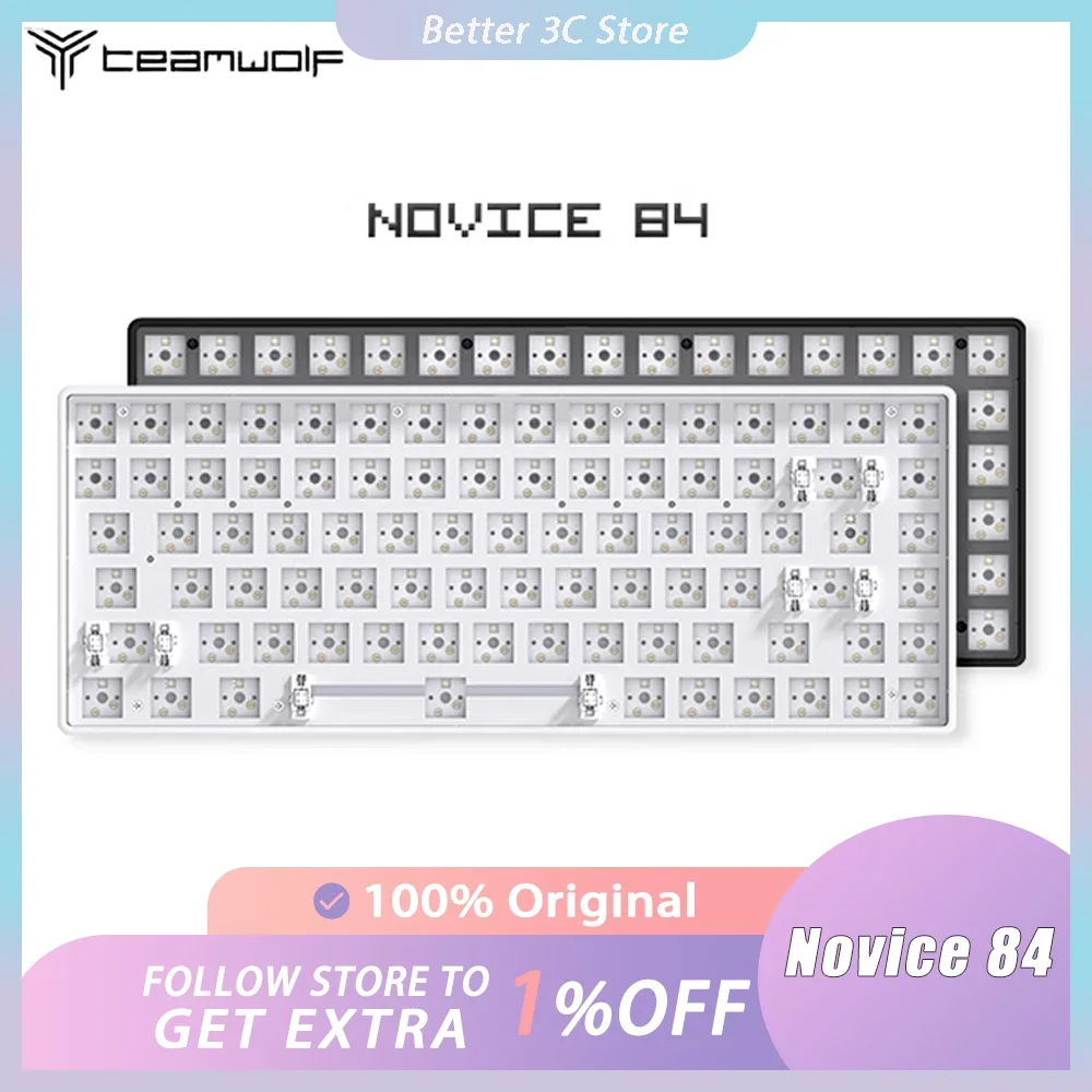 

Teamwolf Novice 84 Mechanical Keyboard Kit Three Mode Monochrome Backlight Hot Swap Gaming Keyboard Pc Gamer Accessories Office