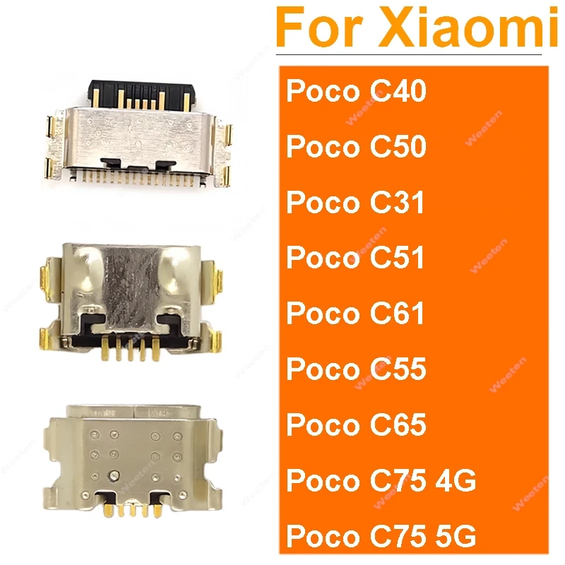 

10 шт. для Xiaomi Poco C40 C50 C51 C55 C65 USB-разъем для зарядного устройства, порт Tpye C, USB-разъем для зарядки, замена мелких деталей