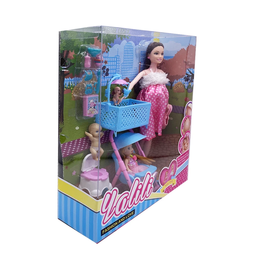 Doll House Stroller Accessories 11.5'' Pregnant Dolls with Baby Doll Birthday Christmas Gift with Pretty Box Kid Toys