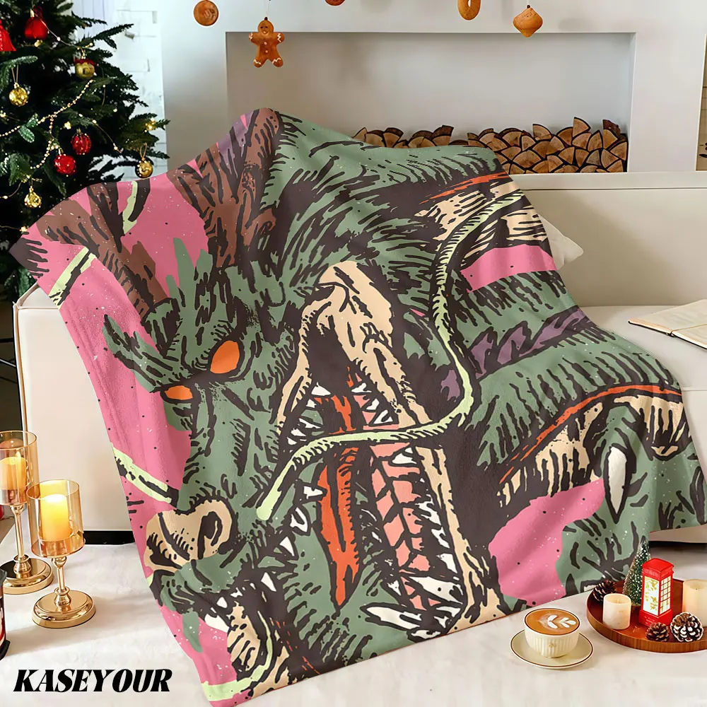 Retro Dragon Print Winter Summer Flannel Blanket Throw Fleece Soft Fuzzy Plush Cozy Fleece Blankets for Sofa Ideal Gifts