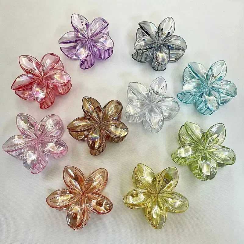 Grampo de flor de cabelo clipes plumeria praia flores garra presilhas acessórios barrette crianças colorido feminino peça