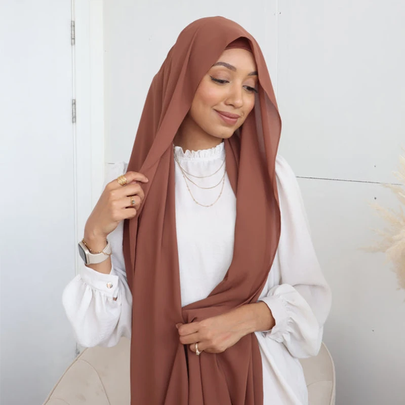 Nuovo design Hijab istantaneo hijab in chiffon elastico pesante spesso di alta qualità con sottosciarpa hijab interna