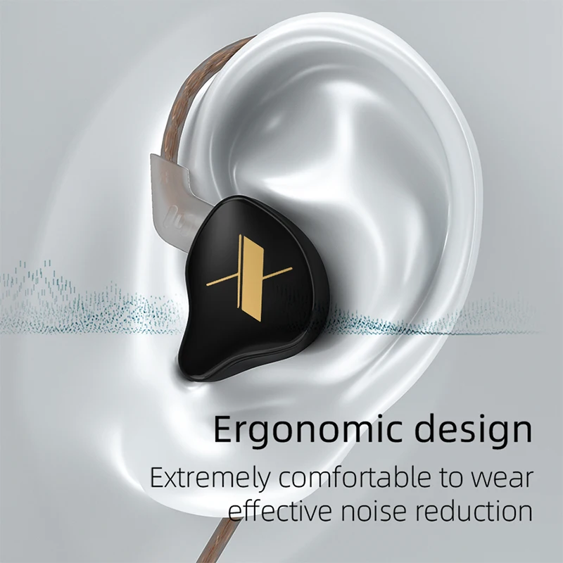 سماعات KZ EDX 1 سماعات رأس رياضية داخل الأذن ديناميكية HIFI Bass لإلغاء الضوضاء