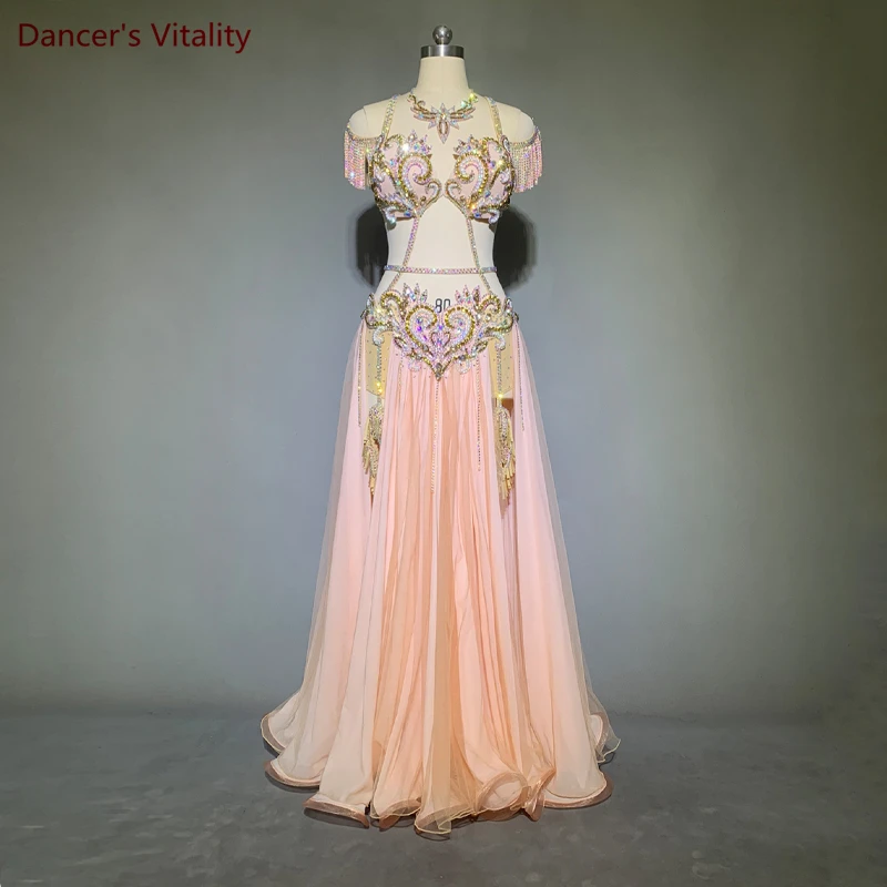 Belly Dance Performance Clothes Set for Women Cusomized Adult Children  Original Bra+elegant Large Skirt 2pcs Belly Dancing Suit