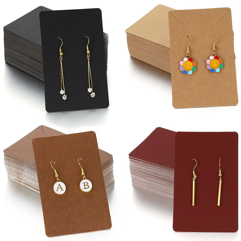 50pcs/lot Kraft Paper Jewelry Display Cards Earrings Necklaces Pendant Packaging Cardboard Hang Tag Card 6*9cm