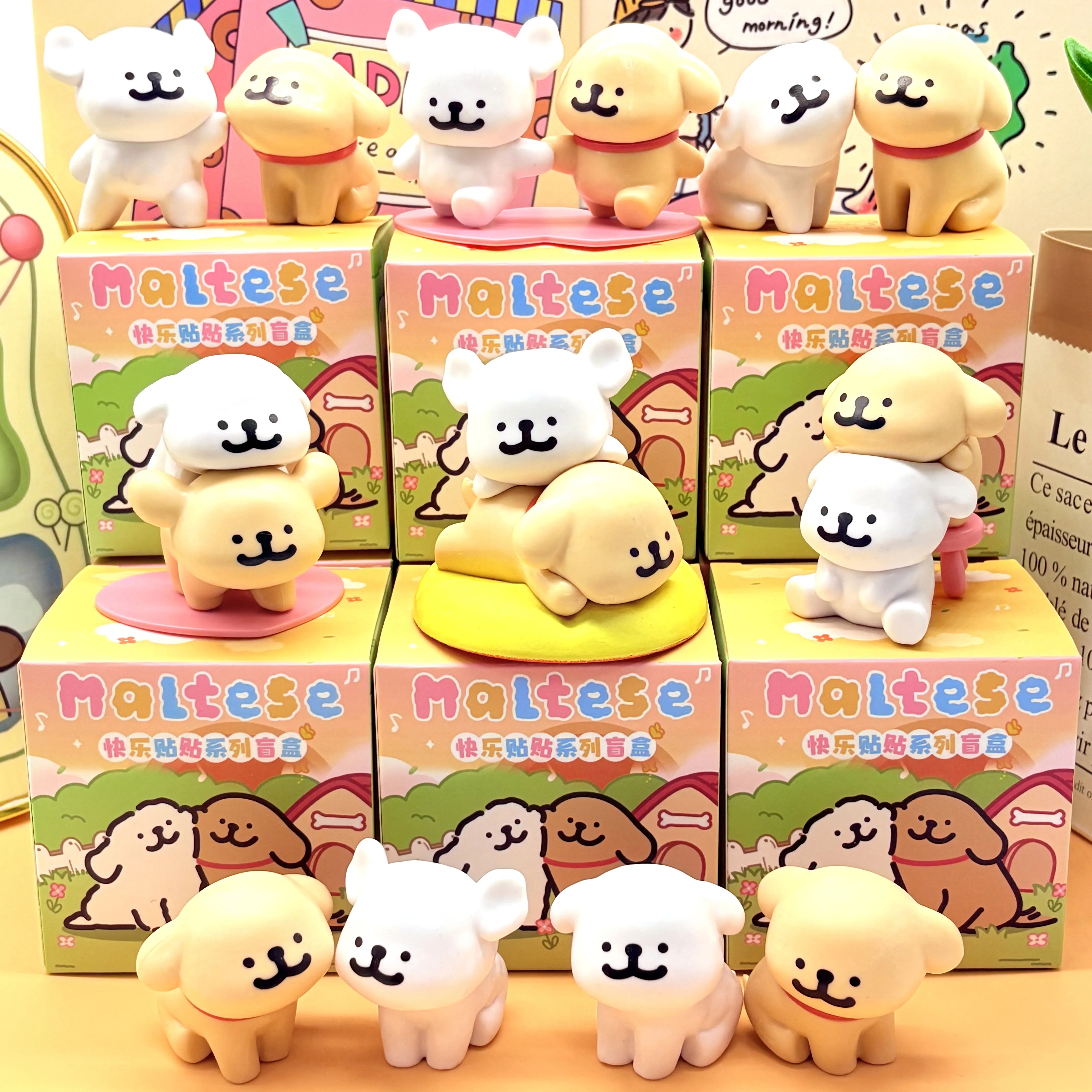 

New Maltese Happy Snuggling Series Hot Selling Trend Playing Blind Boxes Cute Doll Model Desktop Decorations Ornaments Toys Gift