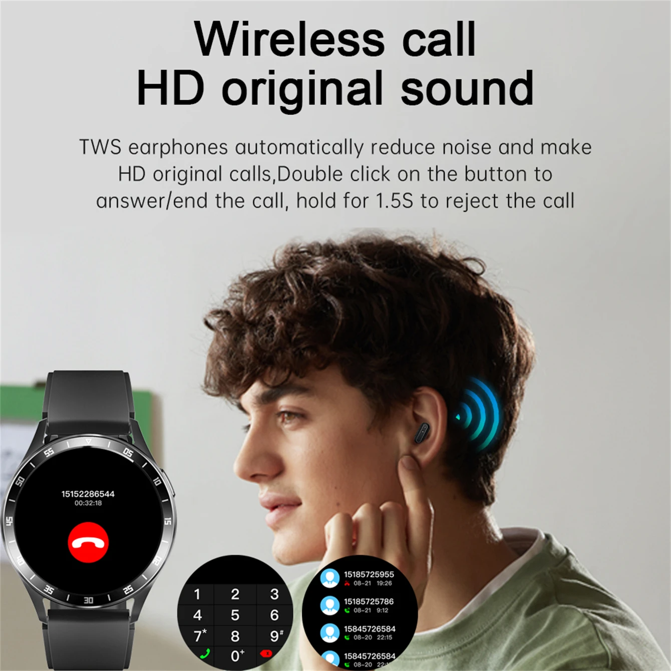 For Huawei Smartwatch TWS Earphone 2-in-1 Bluetooth Call Heart rate Sleep Monitor Sport tracker NFC Clock Smartwatch Men Women