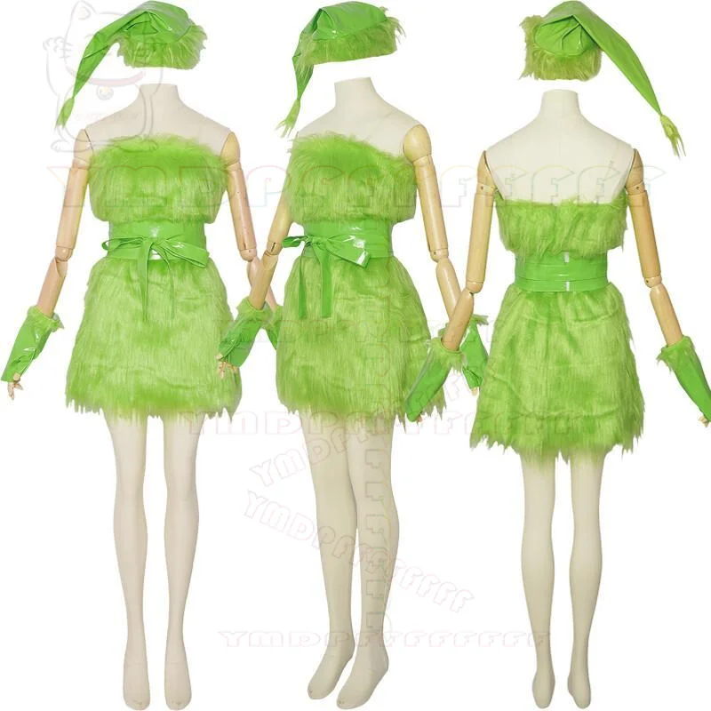 ชุดคอสเพลย์มอนสเตอร์ผมเขียวฮาโลวีนสำหรับผู้ใหญ่ ชุดแต่งกายขนปุยสีเขียว ชุดคอสเพลย์เล่นบทบาทสมมติ ตลก น่ากลัว สไตล์อนิเมะ ชุดสยองขวัญ