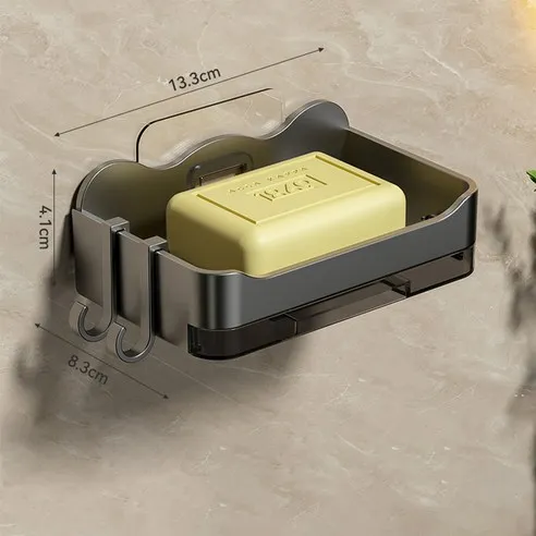حامل صابون الحمام غير المثقوب، حامل صابون منظم الحمام الرمادي البسيط/صندوق الصابون